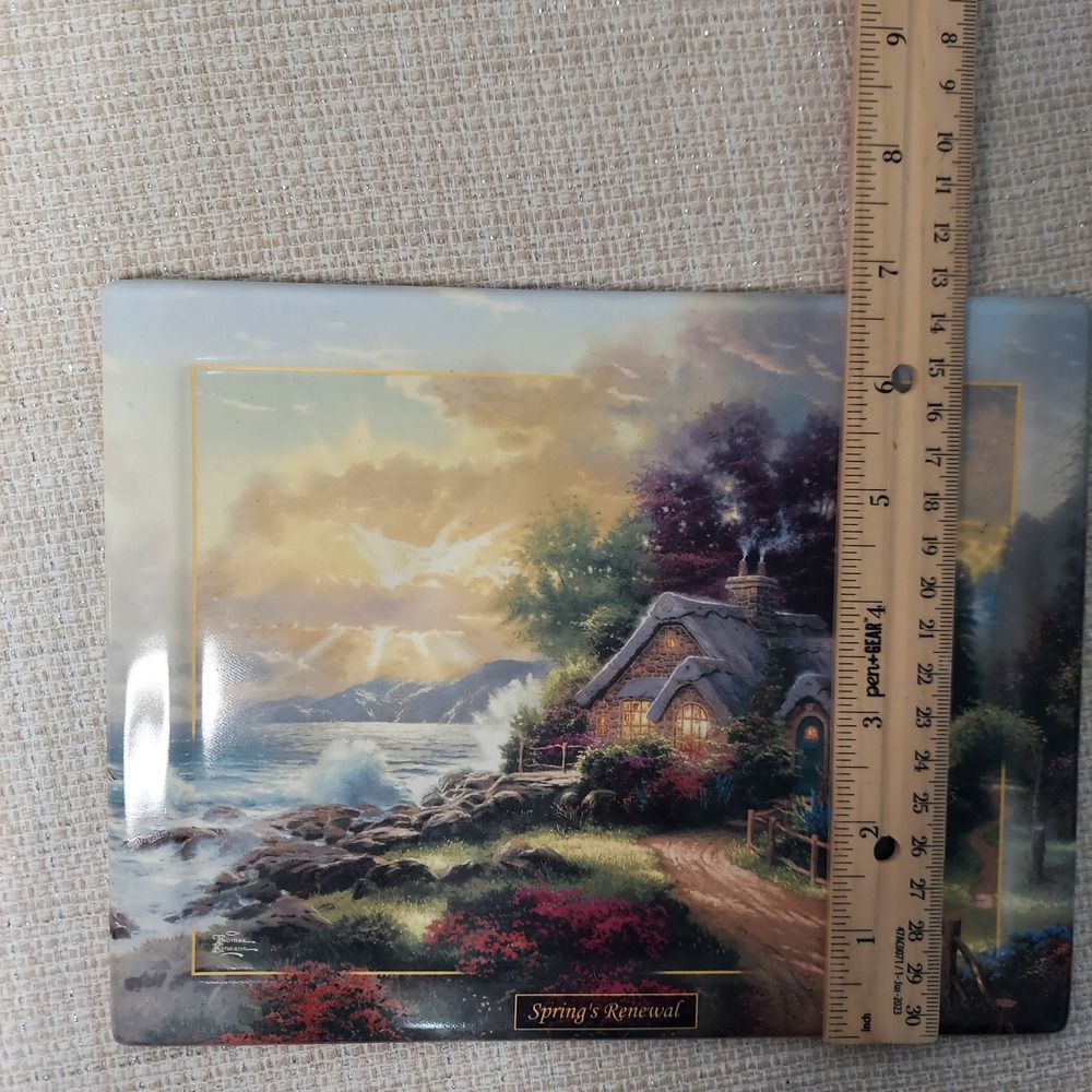 Thomas Kinkade Seasons of Reflection Bradford Exchange Ceramic Plate Set of 4 - Picture 11 of 12